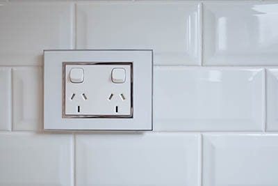 electrical power plug installed on wall