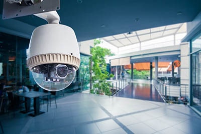 Security Camera installed in commercial building
